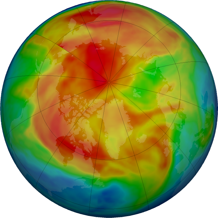 Arctic ozone map for 06 February 2019